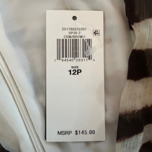 Lauren Ralph Lauren Zebra Print Faux Wrap Dress Cream Brown 12P Sleeveless NWT - Picture 6 of 14